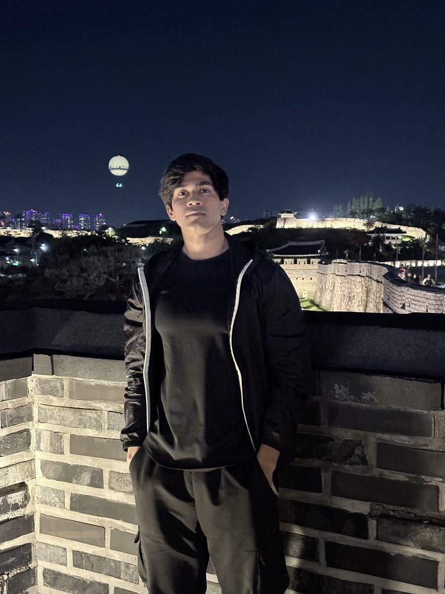 Ayush Patel at Hwaseong Fortress in Suwon, South Korea at night